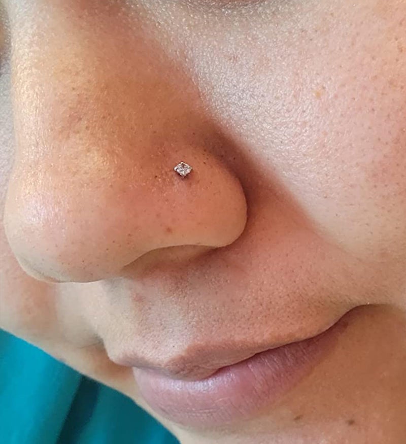 MODRSA 20g 18g Nose Rings Studs Surgical Steel Nostril Piercing Jewelry L Shaped Screw Opal CZ Tragus Helix Cartilage Earrings Flat and Round Top Clear Retainer - Image 3